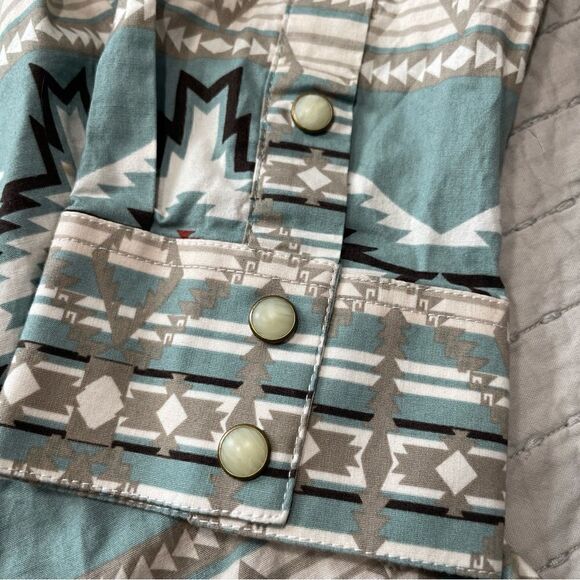 Rock & Roll Denim Aztec Print Snap Shirt Women’s Size XXL - Picture 3 of 10